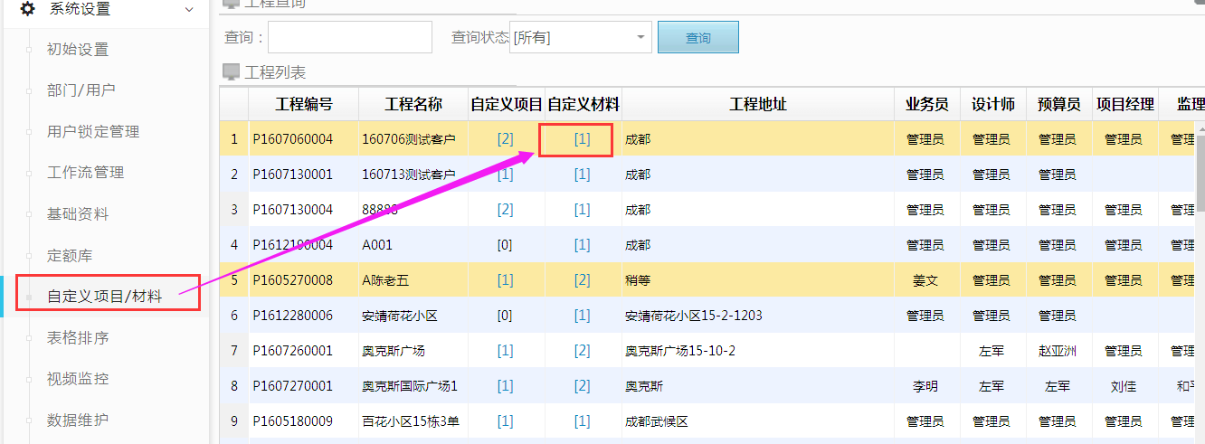 自定義主材在【系統(tǒng)設(shè)置】完善信息時增加發(fā)包單價，同時增加發(fā)包預算中金額